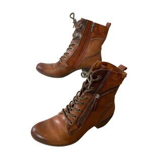 Pikolinos Rotterdam Leather Ankle Boots Heels Side Zipper Closure Brown Size 40